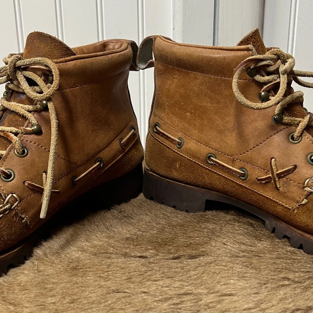 90s Polo Ralph Lauren Moccasin Boots 8.5 Vintage Leather - Picture 5 of 10